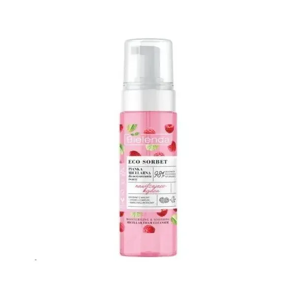 Bielenda ECO SORBET Micellar foam for facial cleansing, moisturizing and soothing Raspberry 150 ml