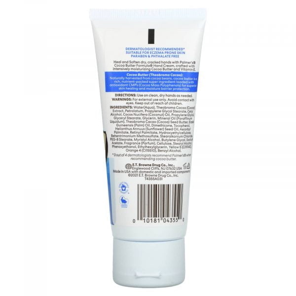 Palmers, Cocoa Butter Formula with Vitamin E, Heals Softens Hand Cream, 3.4 oz (96 g)