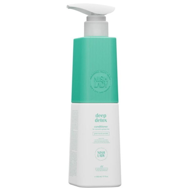 Nishlady Deep Detox Conditioner for Normal to Greasy Hair, 503ml | Green Tea & Avocado Extracts